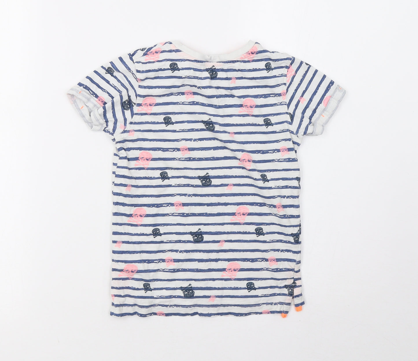 George Girls White Striped  Basic T-Shirt Size 6-7 Years