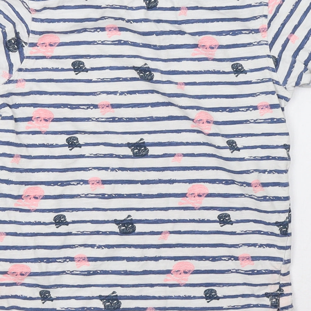 George Girls White Striped  Basic T-Shirt Size 6-7 Years