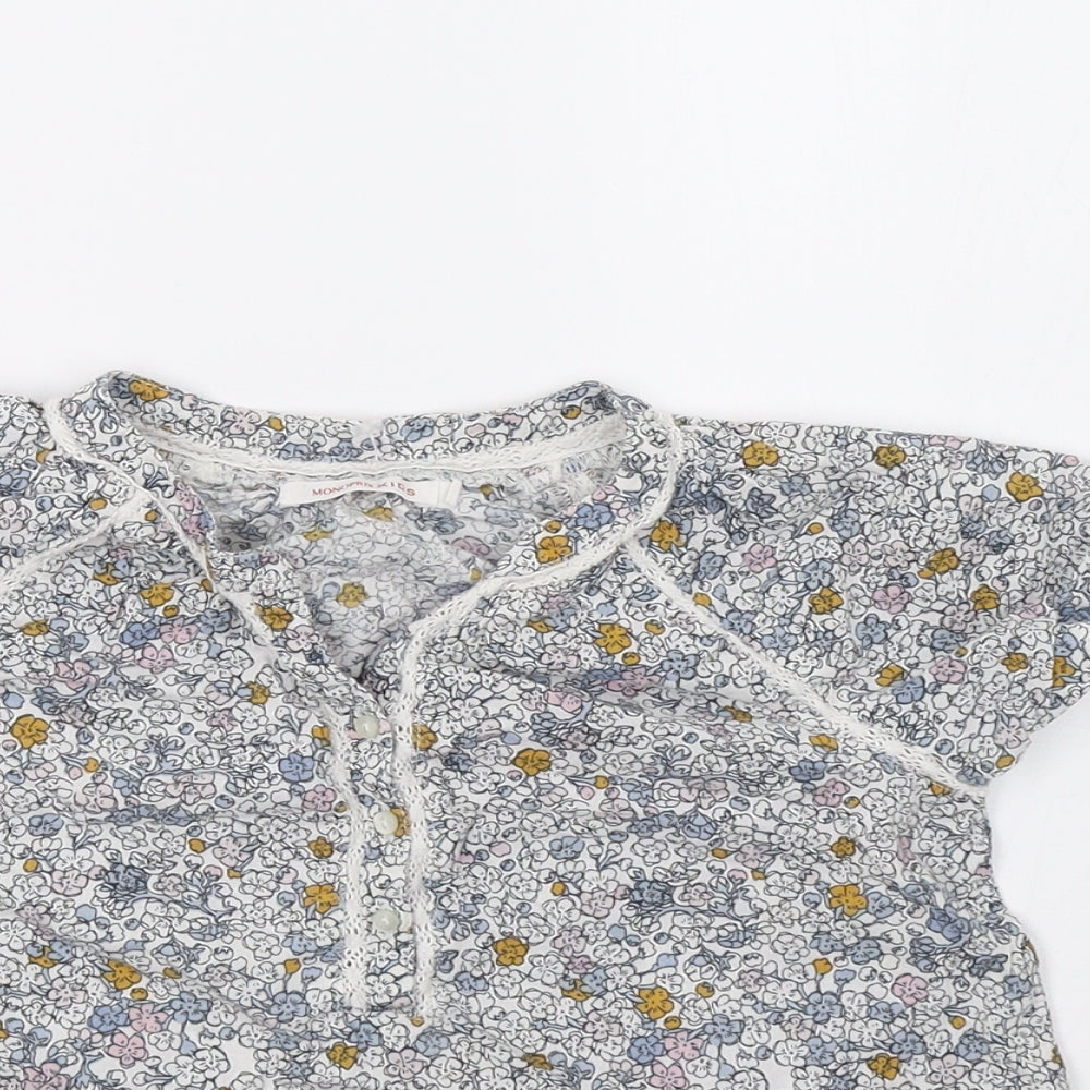 Monoprix Girls White Floral  Basic T-Shirt Size 6 Years