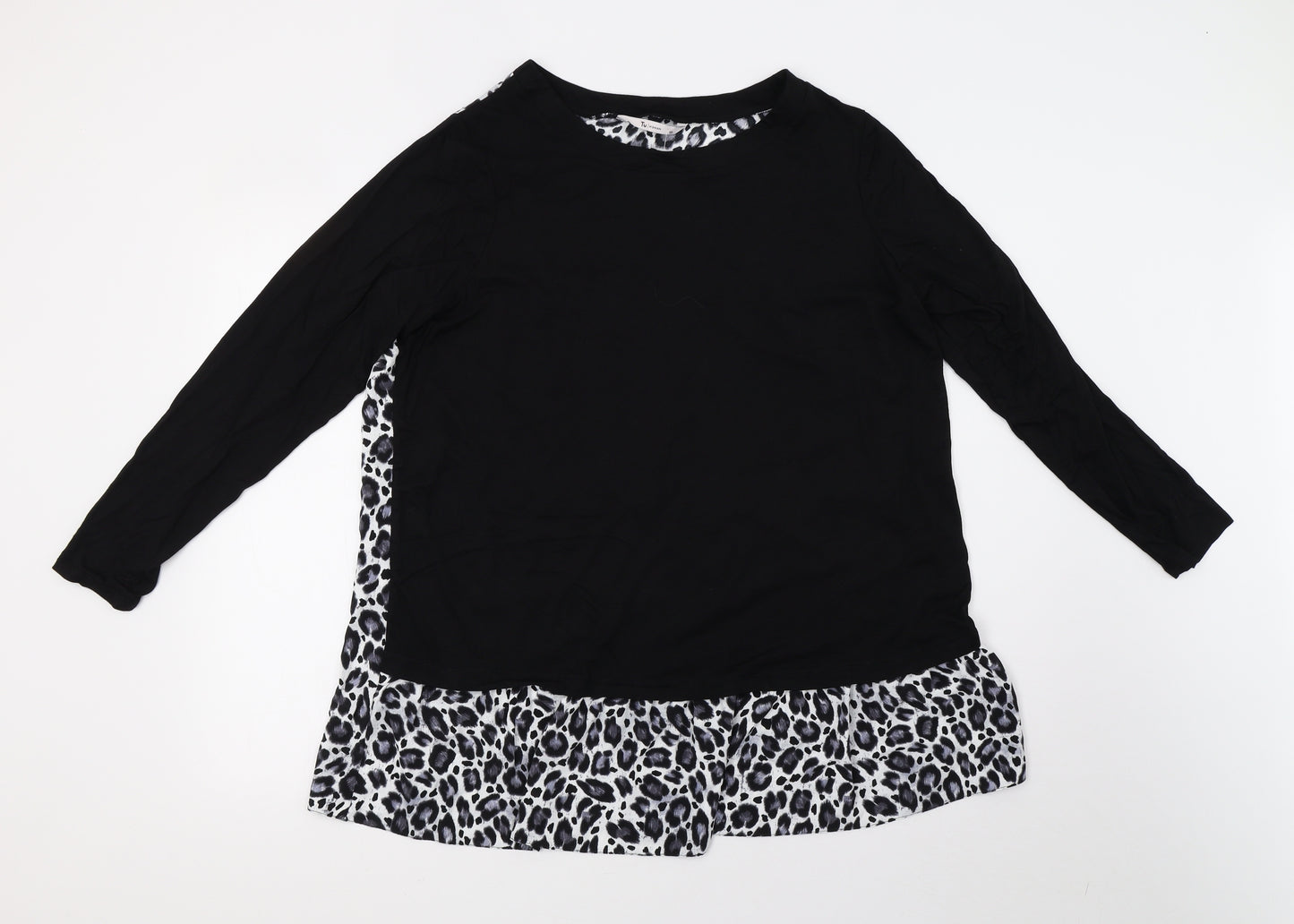 saisnburys Womens Black Animal Print  Pullover Sweatshirt Size 18