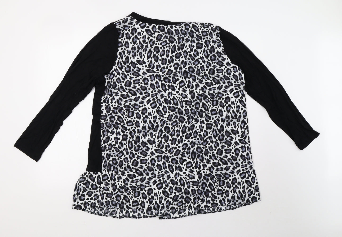 saisnburys Womens Black Animal Print  Pullover Sweatshirt Size 18