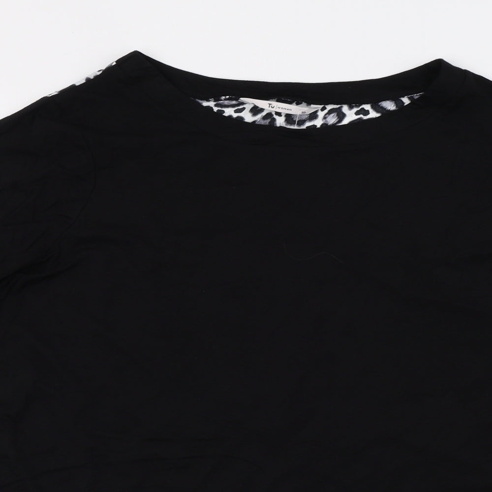 saisnburys Womens Black Animal Print  Pullover Sweatshirt Size 18