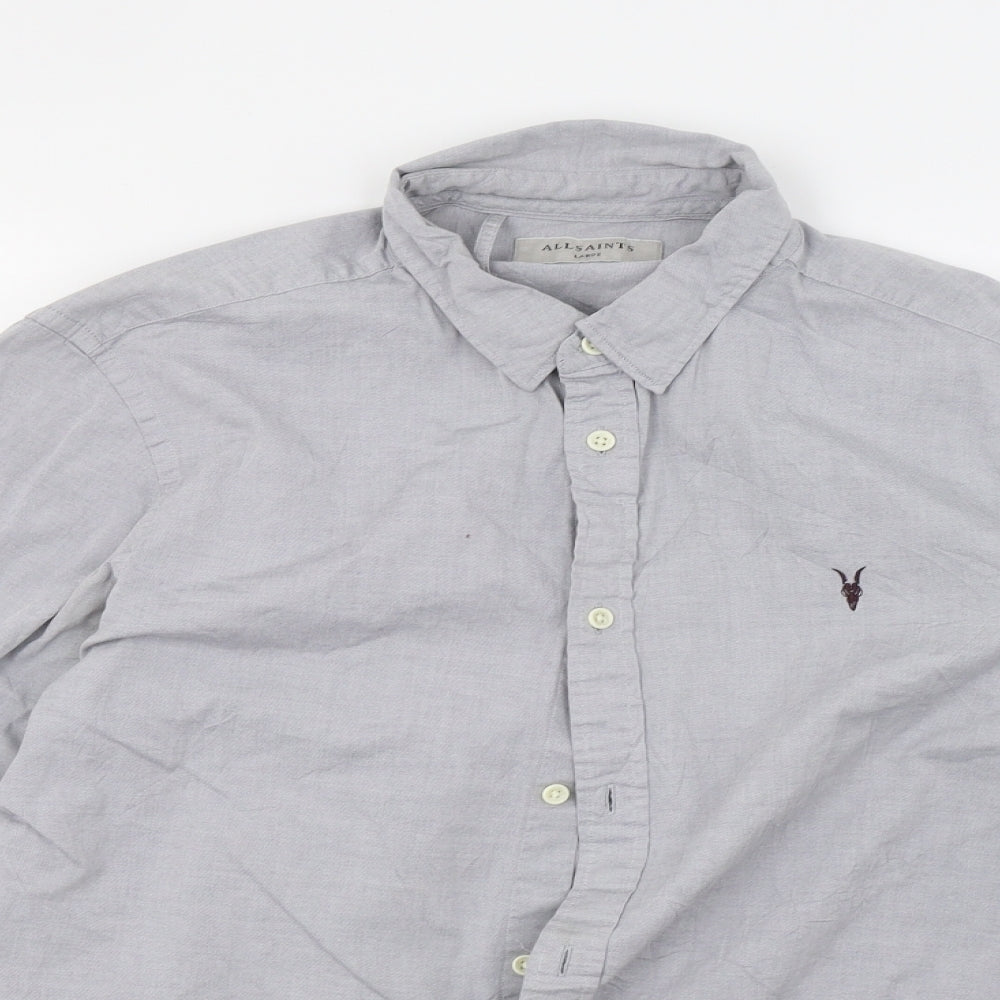 AllSaints Mens Grey    Button-Up Size L