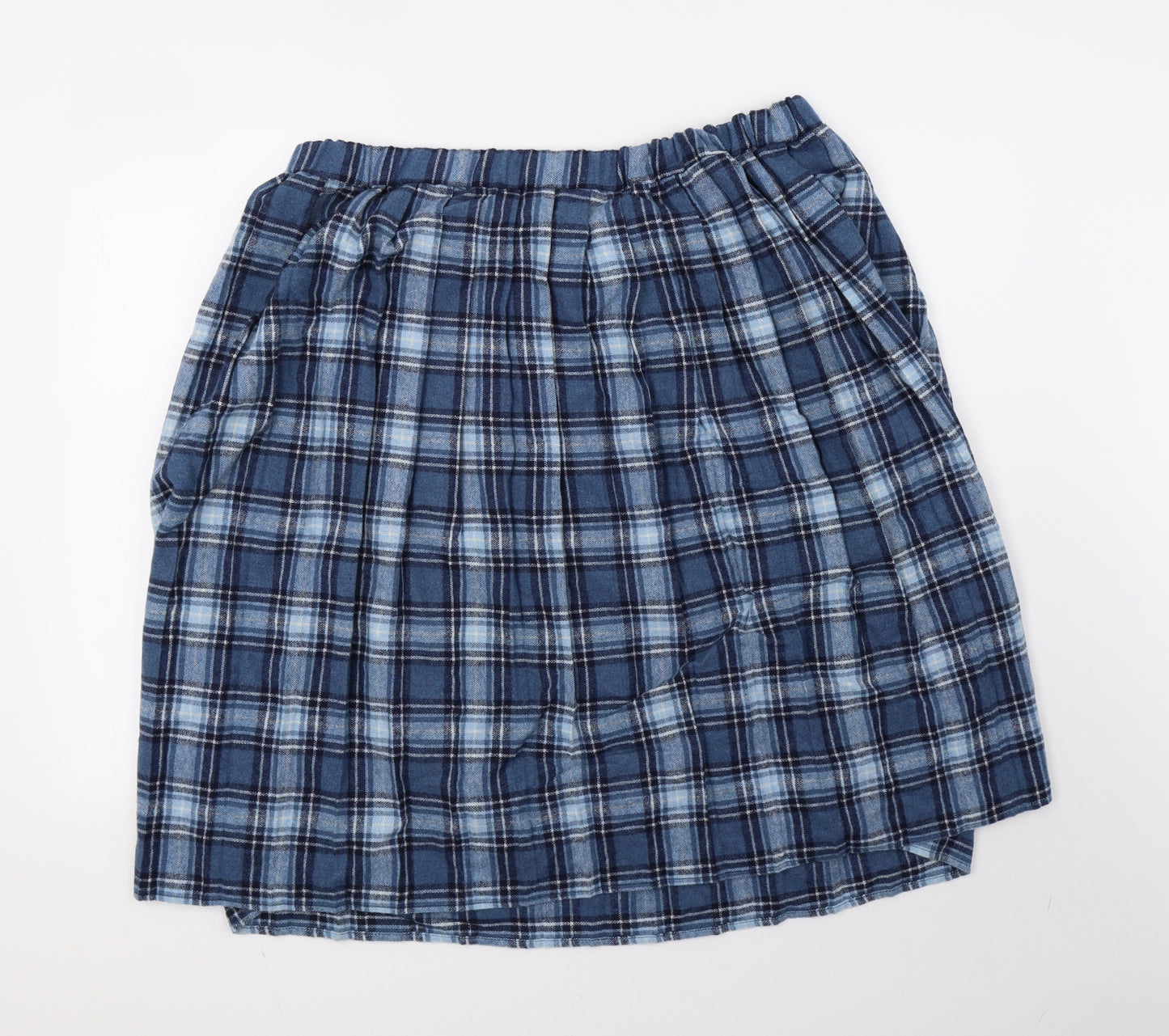 Damart Womens Blue Check  A-Line Skirt Size 22