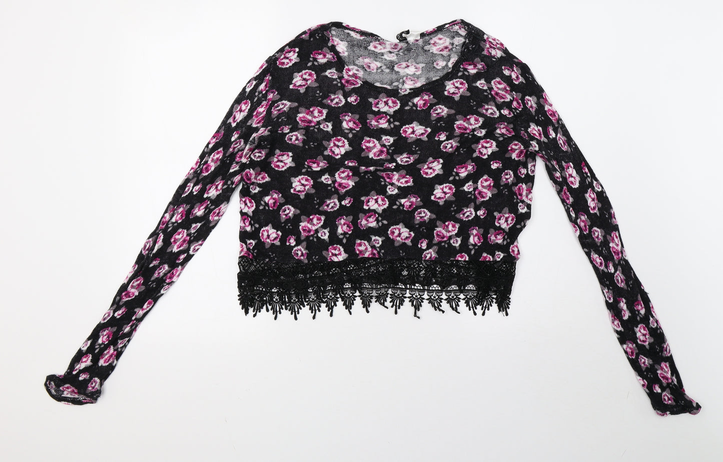 H&M Womens Black Polka Dot  Cropped T-Shirt Size M