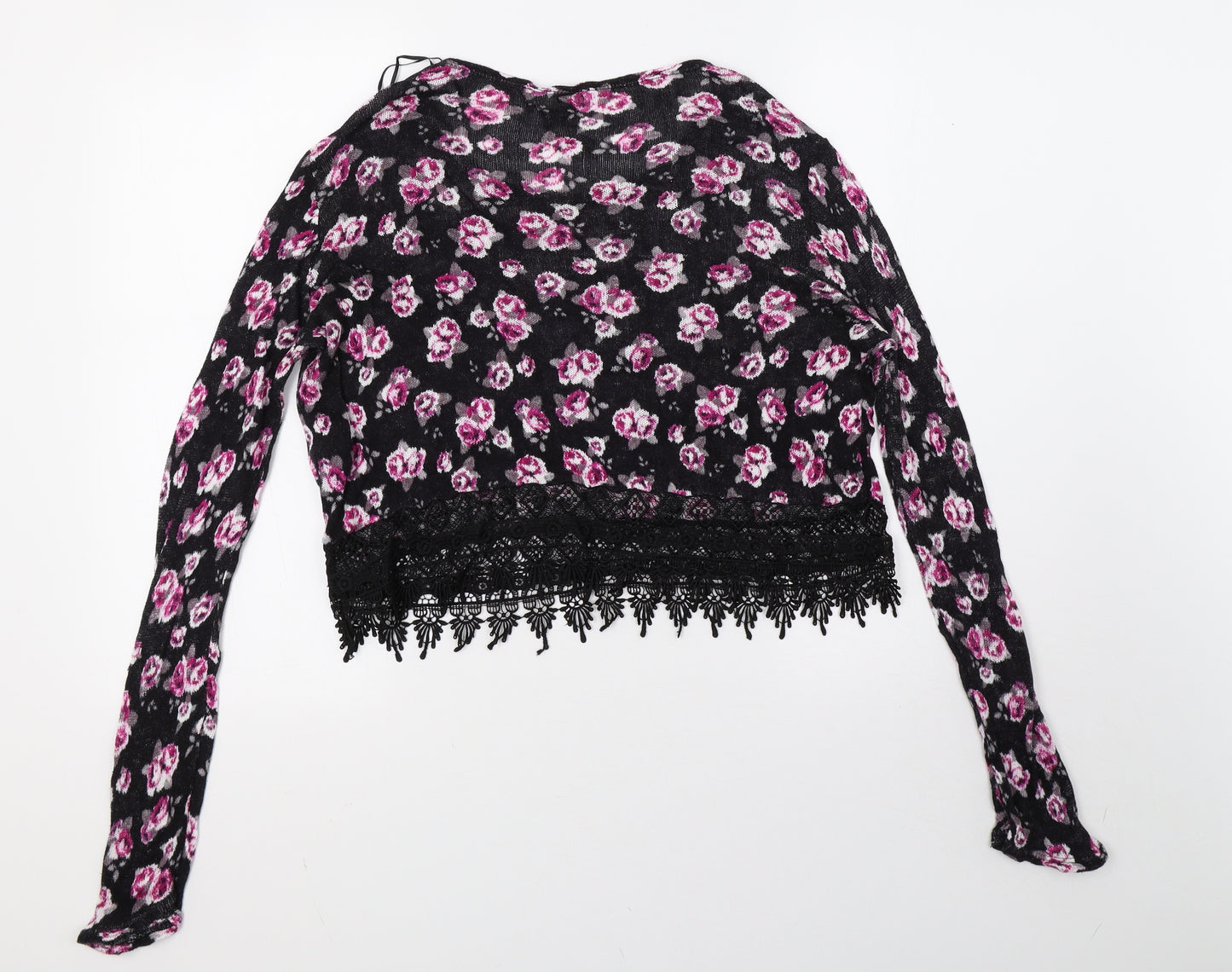 H&M Womens Black Polka Dot  Cropped T-Shirt Size M