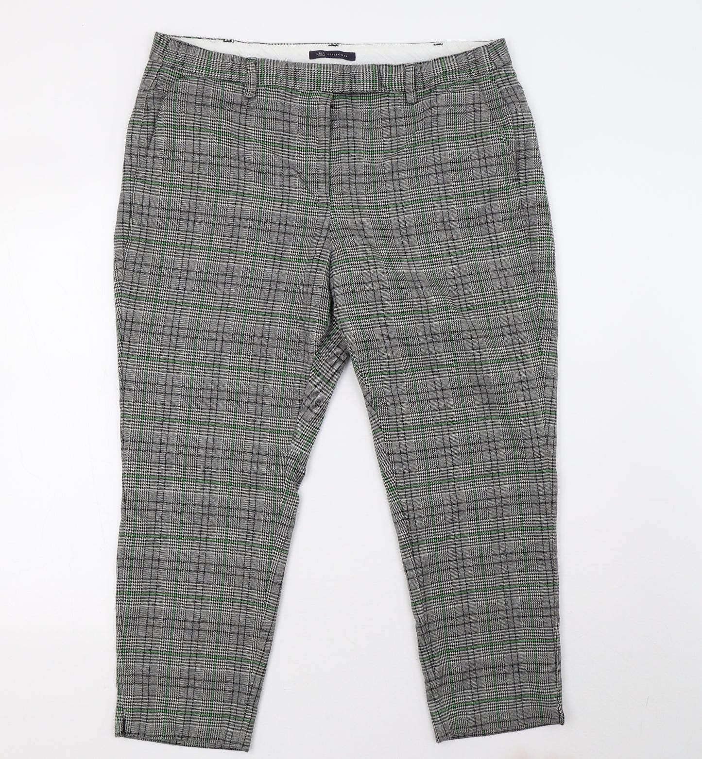Marks and Spencer Womens Black Check  Trousers  Size 18 L26 in