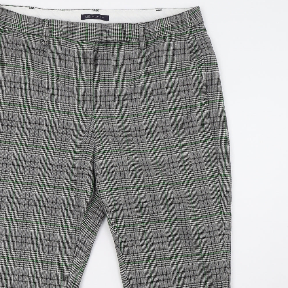 Marks and Spencer Womens Black Check  Trousers  Size 18 L26 in