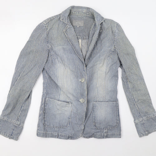 Marks and Spencer Womens Blue Striped  Jacket  Size 8