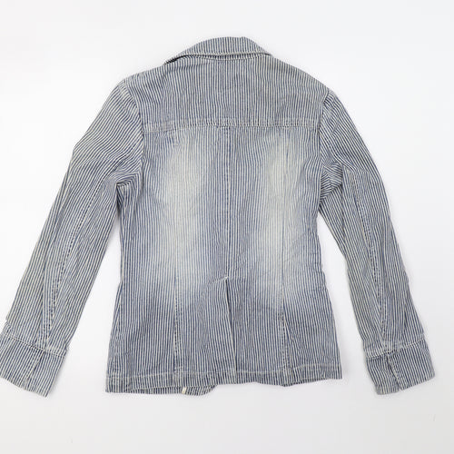 Marks and Spencer Womens Blue Striped  Jacket  Size 8
