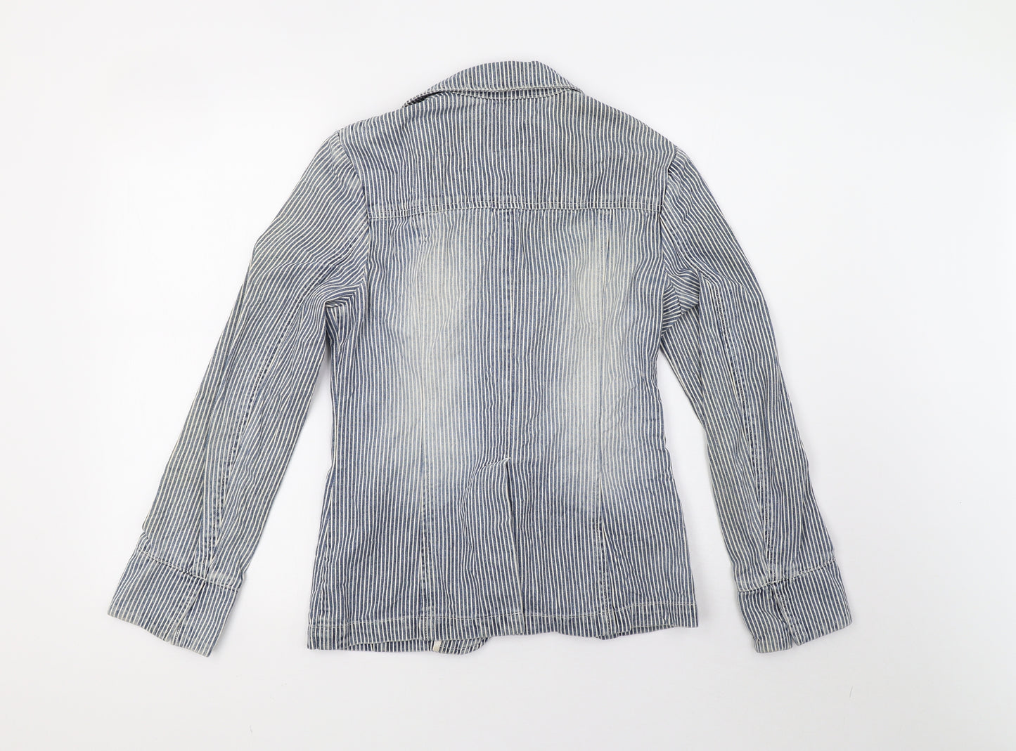 Marks and Spencer Womens Blue Striped  Jacket  Size 8