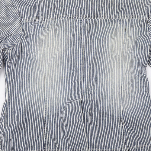 Marks and Spencer Womens Blue Striped  Jacket  Size 8