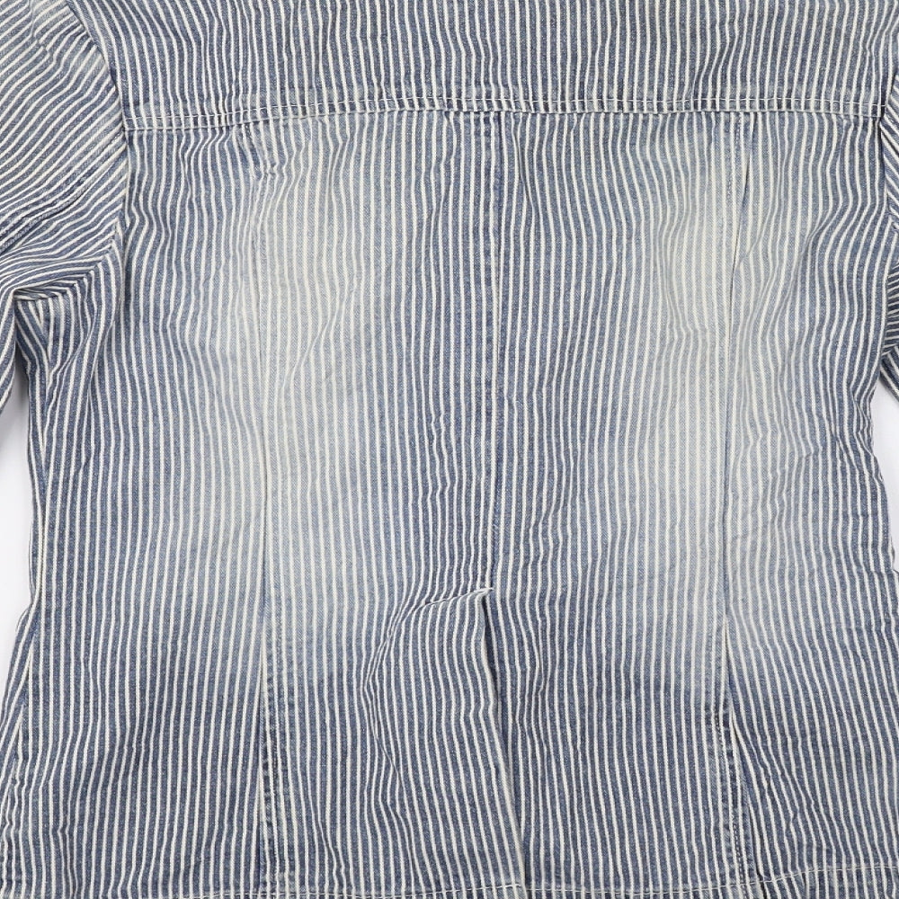 Marks and Spencer Womens Blue Striped  Jacket  Size 8