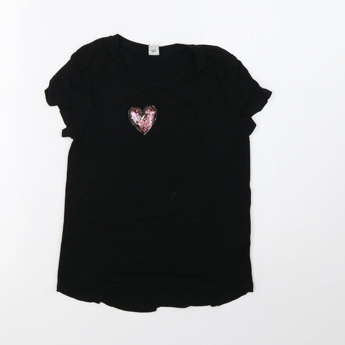 saisnburys Girls Black   Basic T-Shirt Size 8 Years