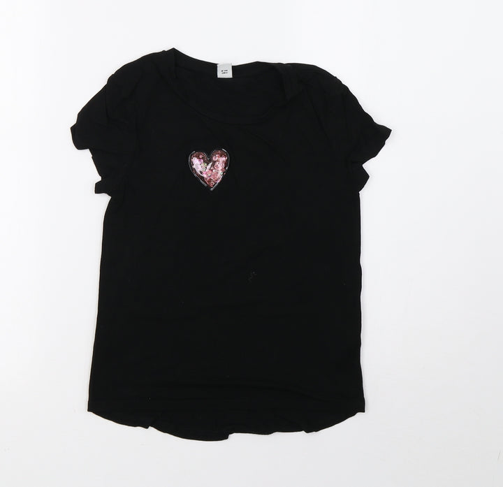 saisnburys Girls Black   Basic T-Shirt Size 8 Years
