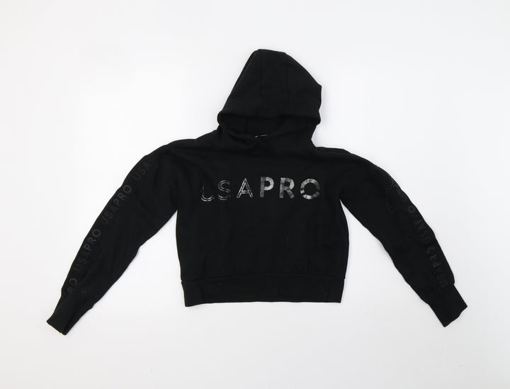 USA Pro Girls Black Pullover Hoodie Size 11-12 Years - cropped
