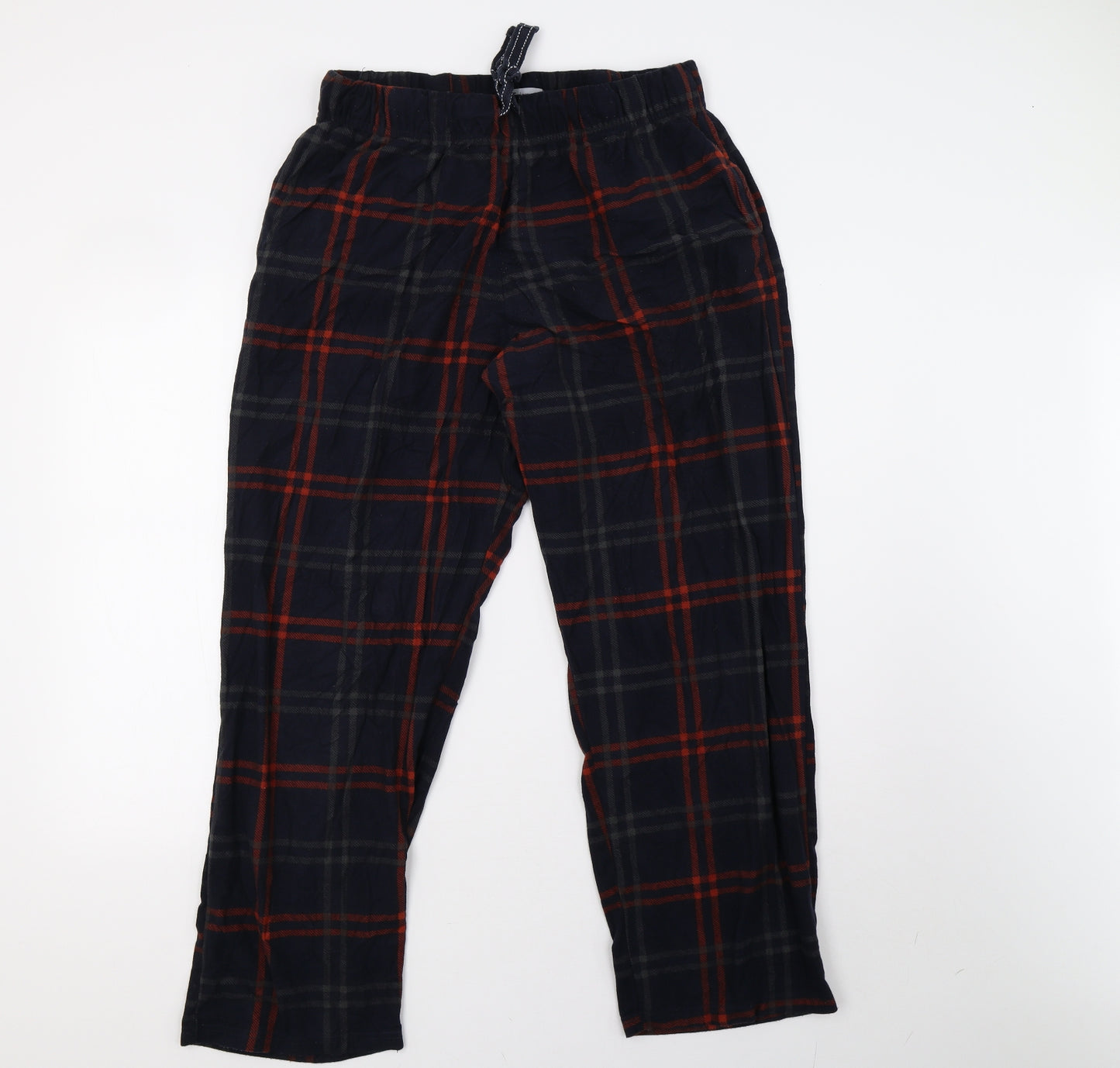 saisnburys Mens Blue Check Fleece  Pyjama Pants Size L