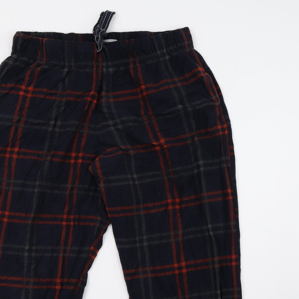 saisnburys Mens Blue Check Fleece  Pyjama Pants Size L