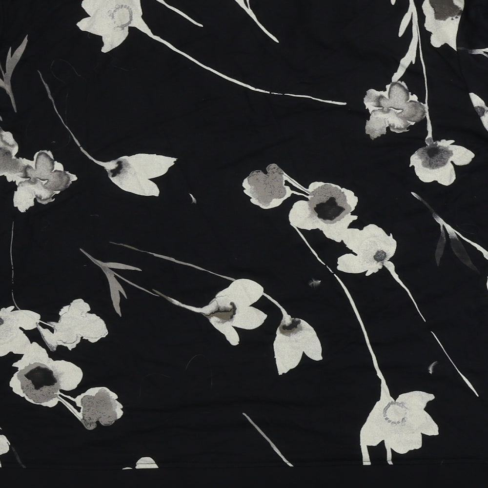Marks and Spencer  Womens Black Floral  Basic T-Shirt Size 14