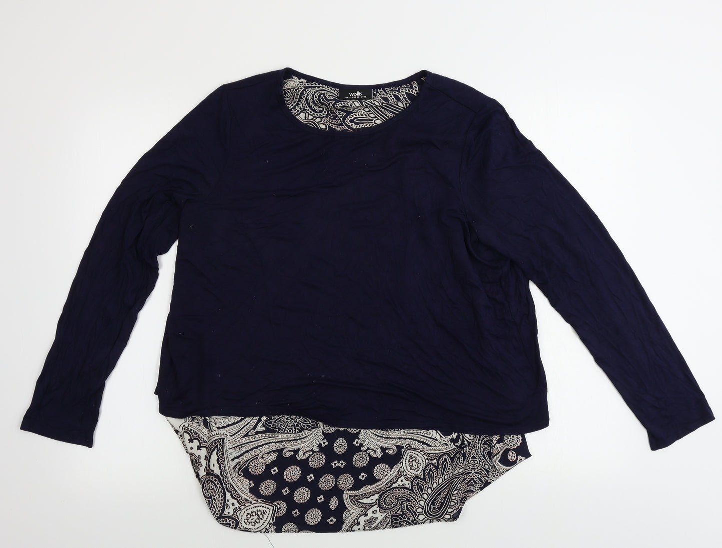 Wallis  Womens Blue Geometric  Basic Blouse Size 14