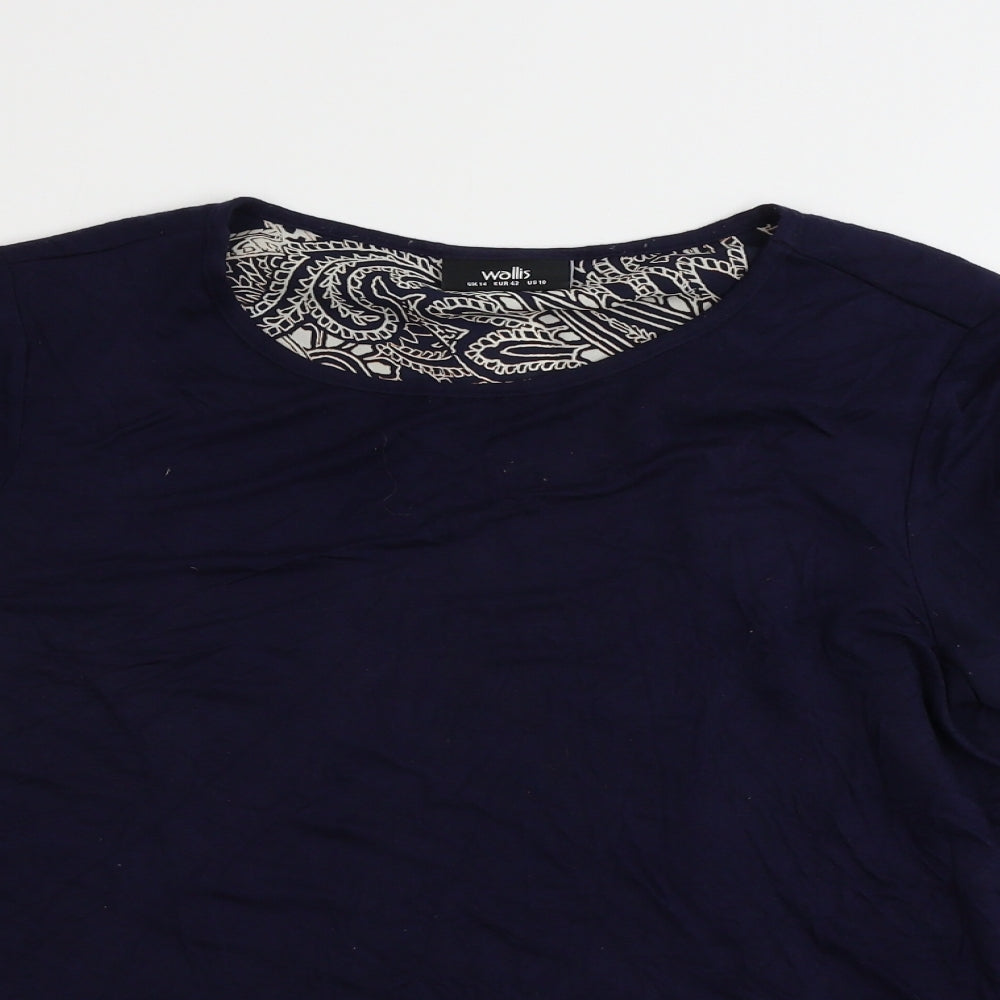 Wallis  Womens Blue Geometric  Basic Blouse Size 14