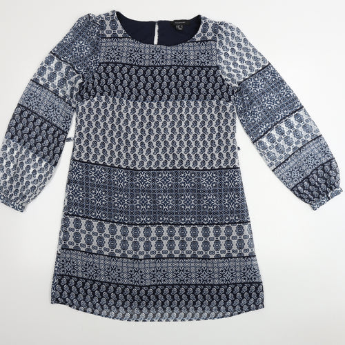 Atmosphere  Womens Blue Geometric  A-Line  Size 10