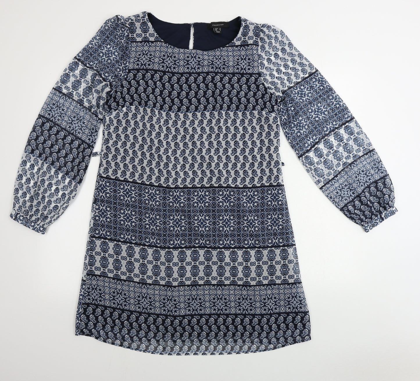 Atmosphere  Womens Blue Geometric  A-Line  Size 10