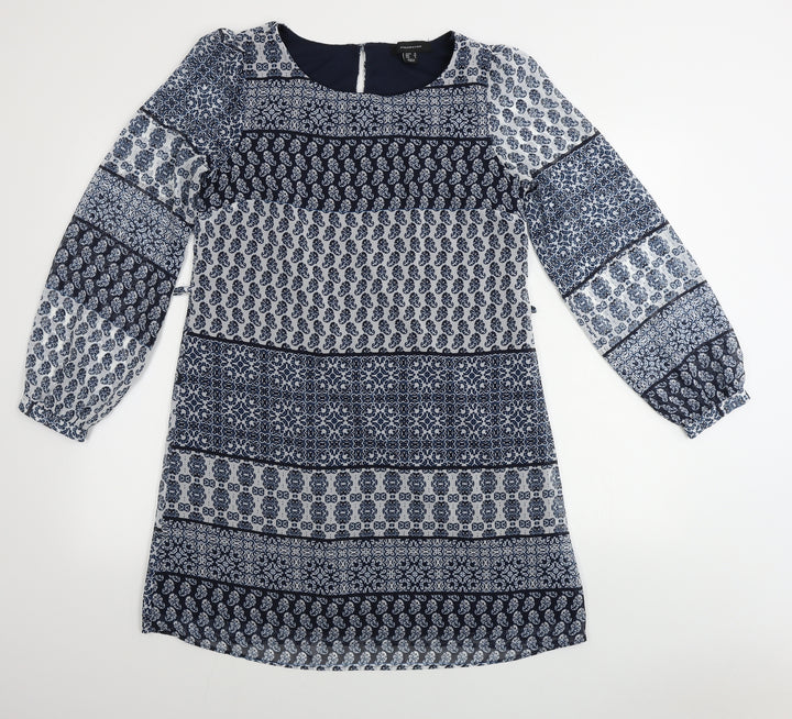 Atmosphere  Womens Blue Geometric  A-Line  Size 10