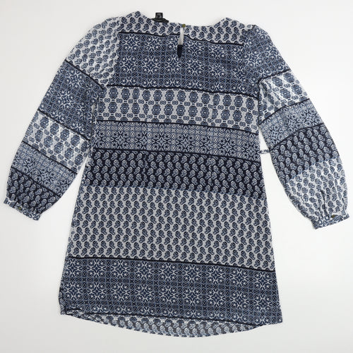 Atmosphere  Womens Blue Geometric  A-Line  Size 10