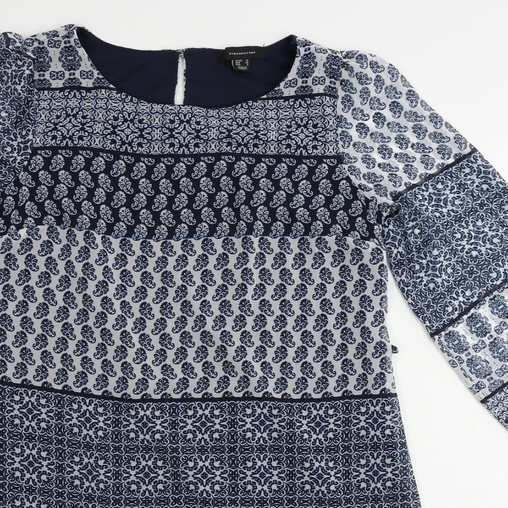 Atmosphere  Womens Blue Geometric  A-Line  Size 10