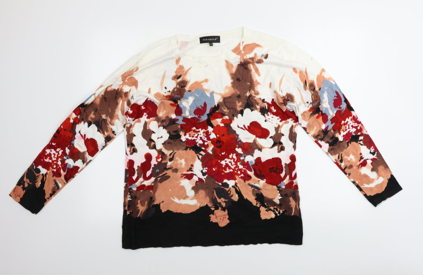 paramour   Womens Beige Floral  Pullover Jumper Size XL