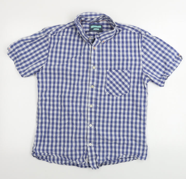 Avenue Mens Blue Check Button-Up Size M