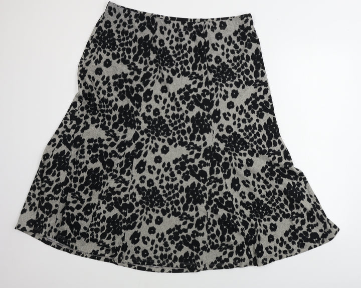 Nutmeg Womens Grey Animal Print A-Line Skirt Size 18