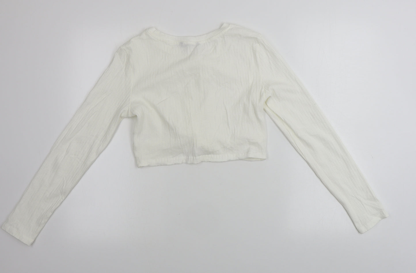 SheIn  Womens Ivory   Cropped T-Shirt Size L