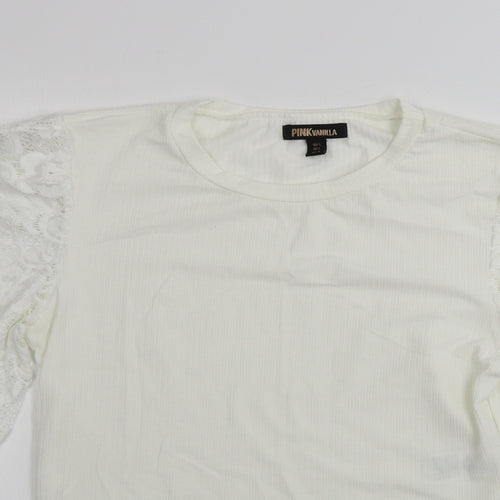 Pink Vanilla  Womens Ivory   Basic T-Shirt Size L