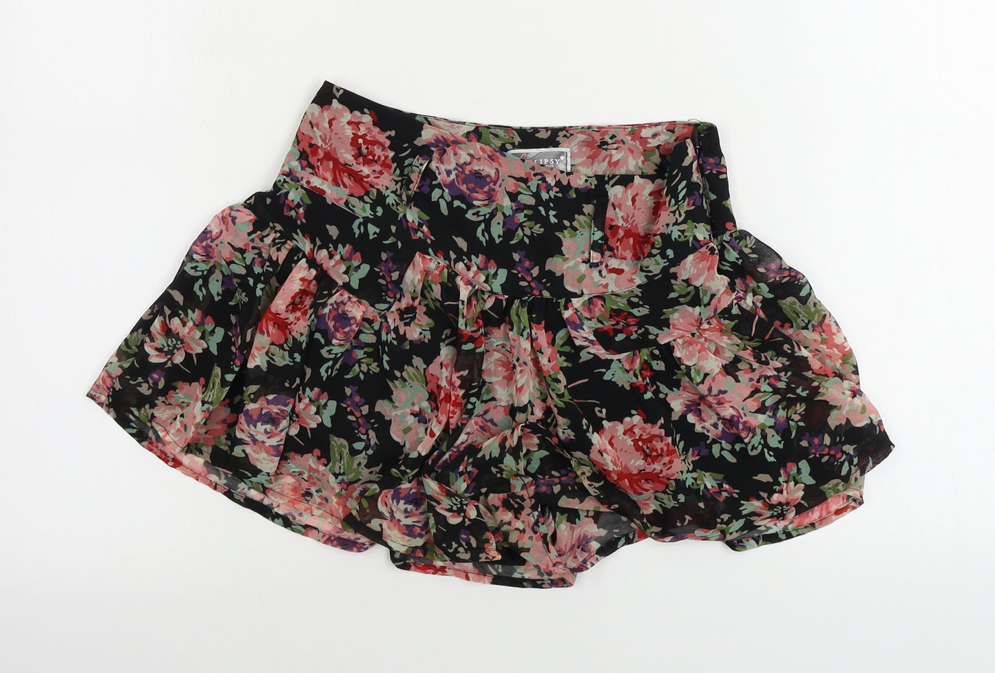 Lipsy Womens Black Floral  Sweat Shorts Size 6
