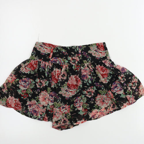 Lipsy Womens Black Floral  Sweat Shorts Size 6