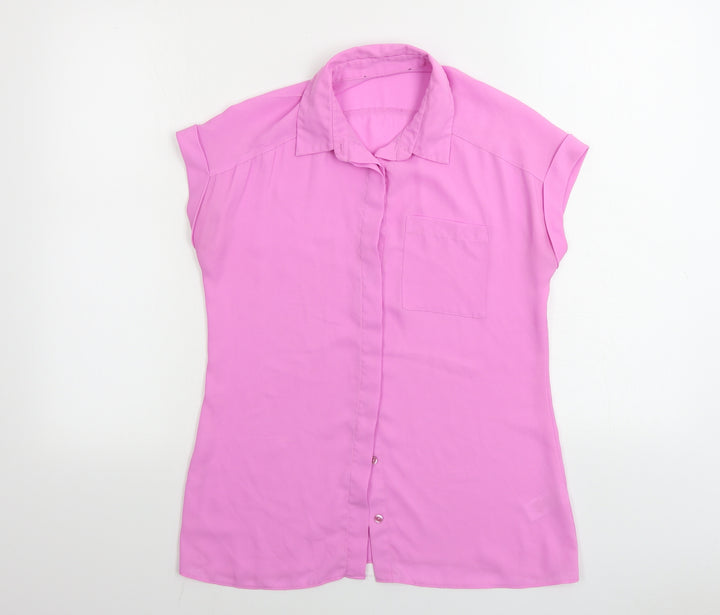 Atmosphere Womens Pink Basic Button-Up Size 8