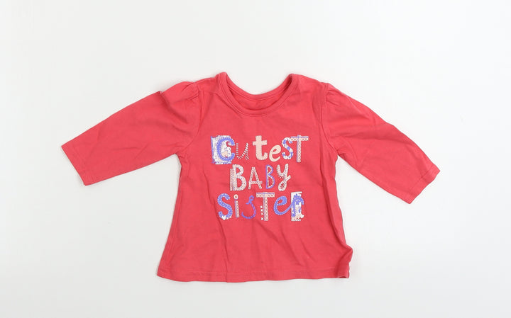 George Girls Red Basic T-Shirt Size 6-9 Months