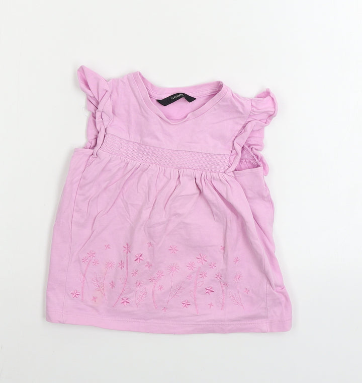 George Girls Pink Basic T-Shirt Size 2-3 Years
