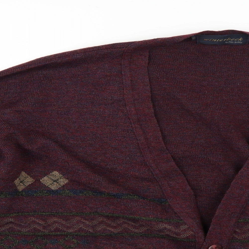 winterpeck Mens Multicoloured Geometric  Cardigan Jumper Size 2XL