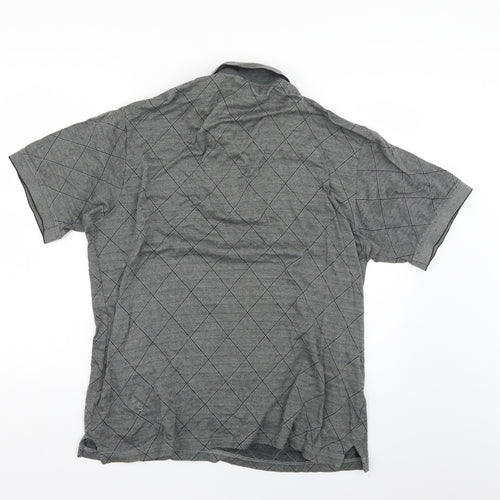Cotton Traders Mens Grey Argyle/Diamond   Polo Size M