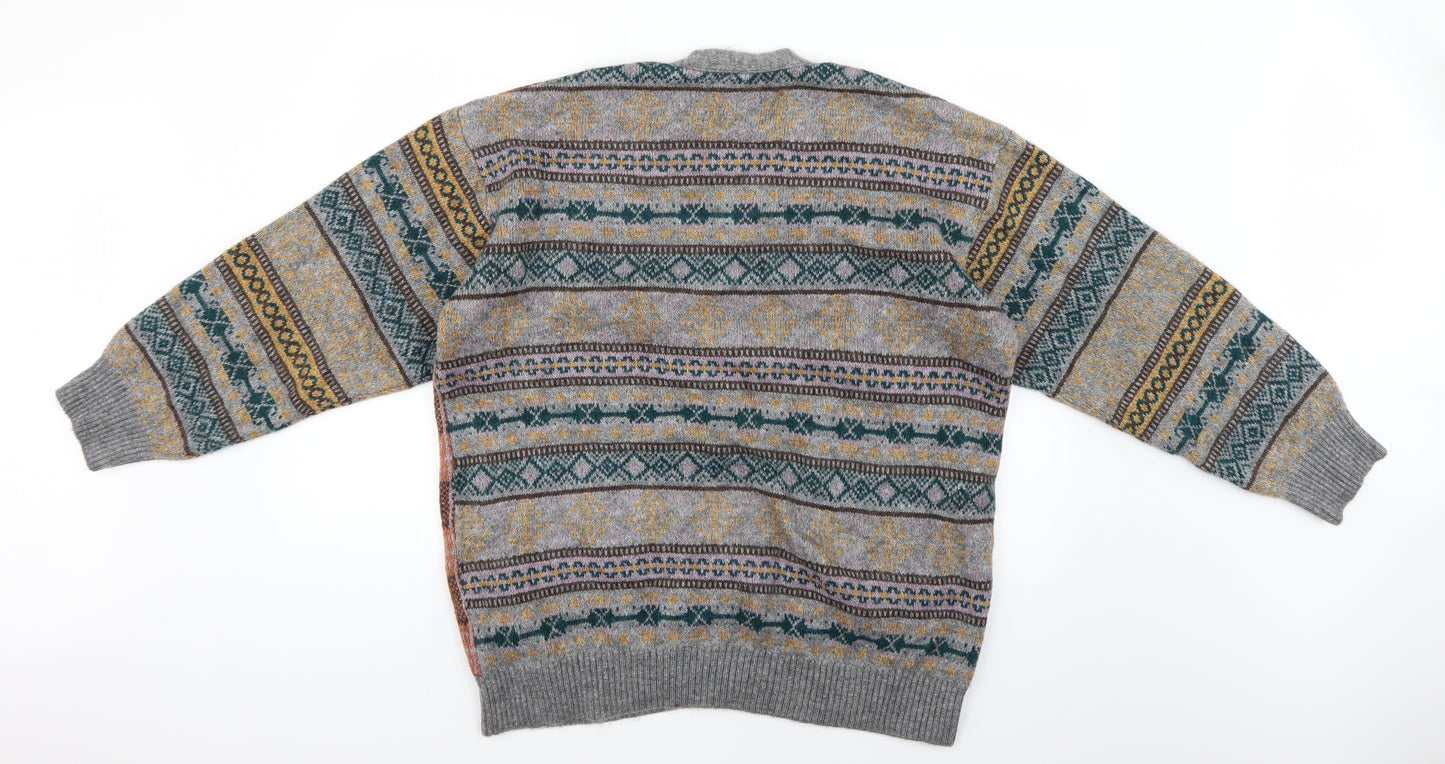 Zara Mens Multicoloured Geometric  Cardigan Jumper Size M