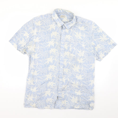 ACW85 Mens Blue Geometric   Button-Up Size L
