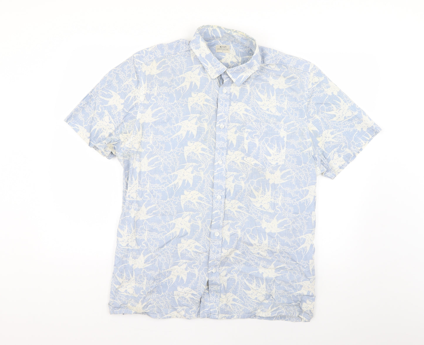 ACW85 Mens Blue Geometric   Button-Up Size L