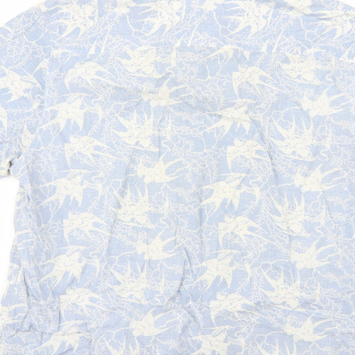 ACW85 Mens Blue Geometric   Button-Up Size L