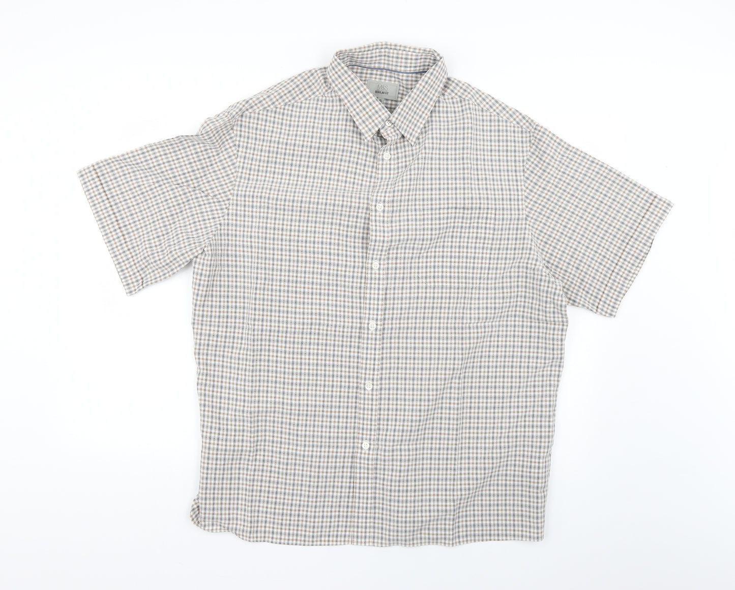 Marks and Spencer Mens Multicoloured Check   Dress Shirt Size XL