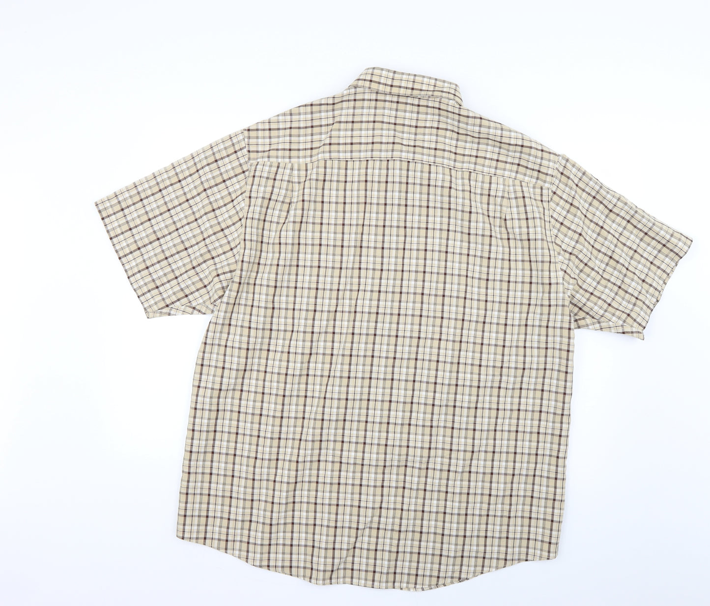 Easy Mens Beige Check   Dress Shirt Size XL