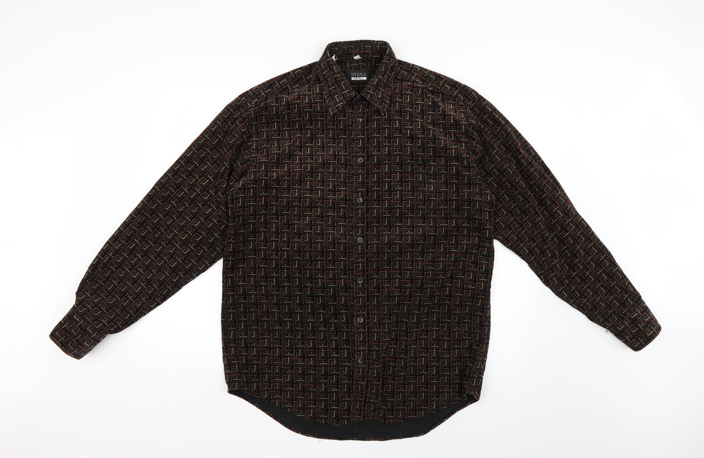 steve ketell Mens Brown Geometric   Dress Shirt Size M