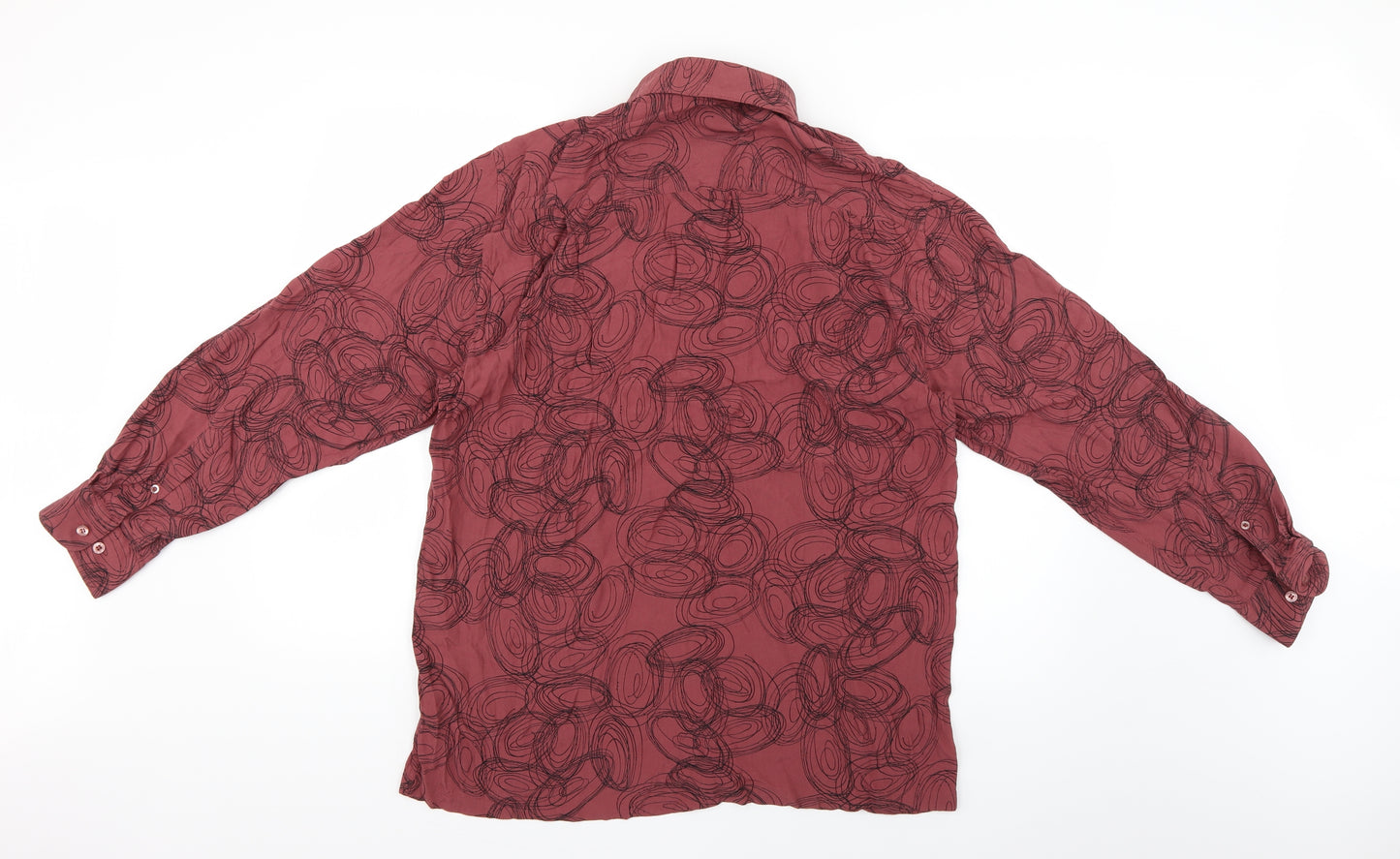 galicci Mens Brown Geometric   Button-Up Size L